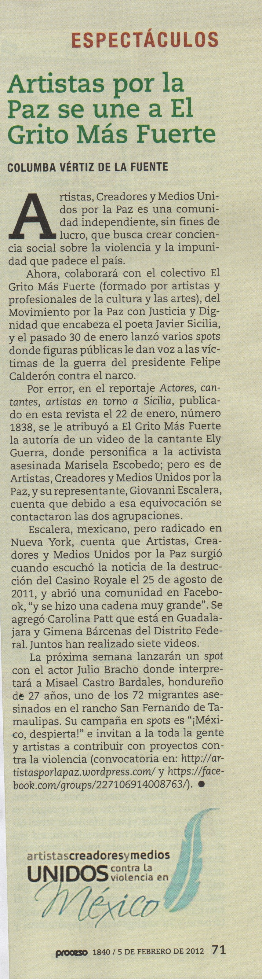 Revista Proceso Del 27 De Febrero Del 2011